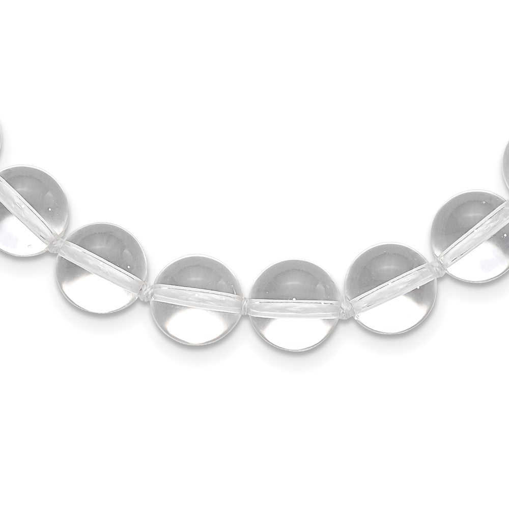 Sterlingsilber 12-12.5mm Smooth Gekugelt Klar Kristall Halskette