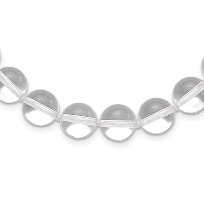 Sterlingsilber 12-12.5mm Smooth Gekugelt Klar Kristall Halskette