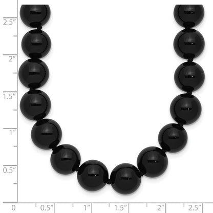 Sterlingsilber 10-10.5mm Smooth Gekugelt Schwarz Achat Halskette mit Sterlingsilber S.rh Verschluss