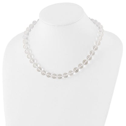 Sterlingsilber 10-10.5mm Smooth Gekugelt Klar Kristall Halskette