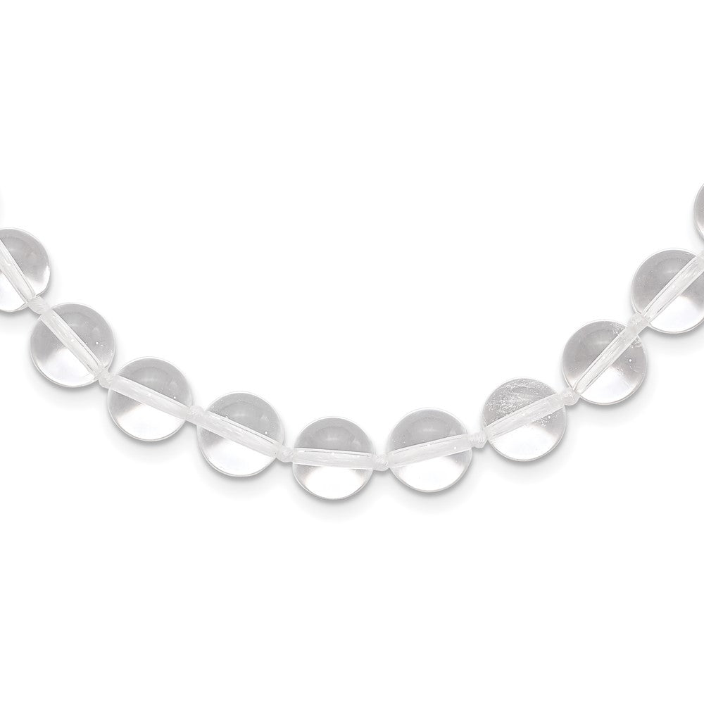Sterlingsilber 10-10.5mm Smooth Gekugelt Klar Kristall Halskette