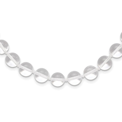 Sterlingsilber 10-10.5mm Smooth Gekugelt Klar Kristall Halskette