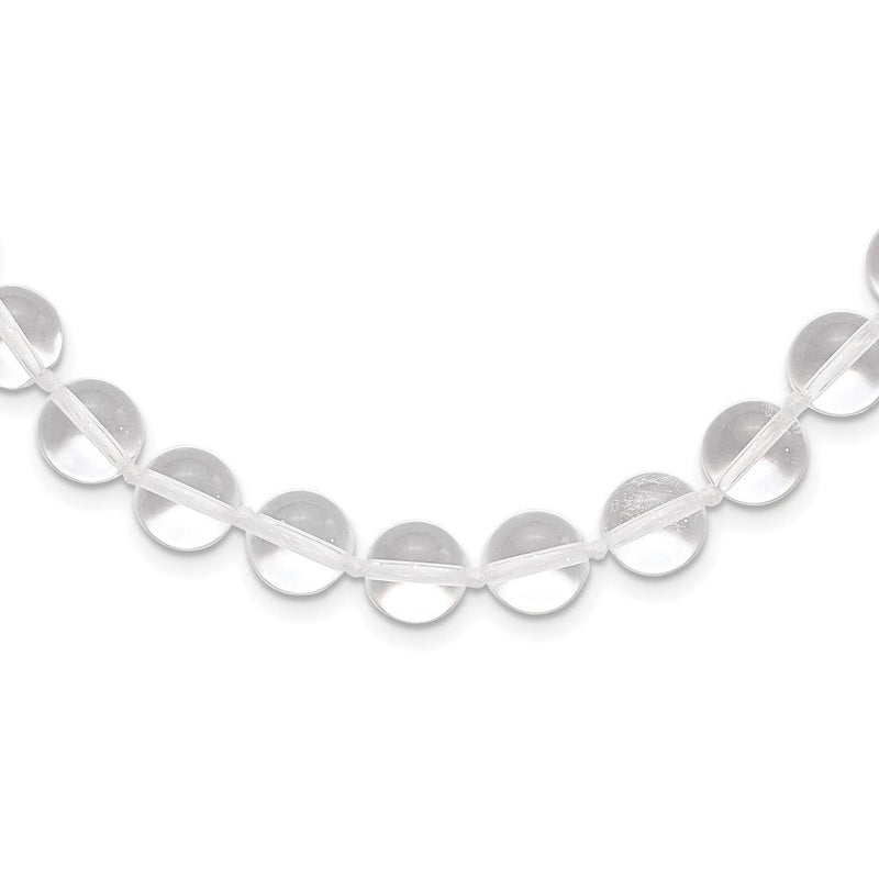 Sterlingsilber 10-10.5mm Smooth Gekugelt Klar Kristall Halskette