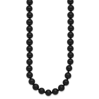 Sterlingsilber 8-8.5mm Smooth Gekugelt Schwarz Achat Halskette mit Sterlingsilber S.rh Verschluss