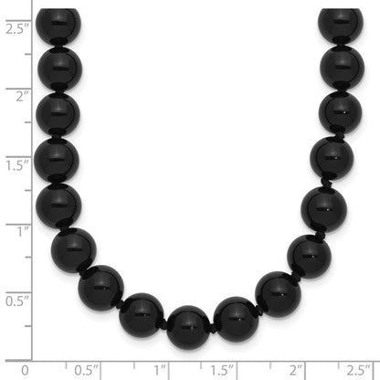 Sterlingsilber 8-8.5mm Smooth Gekugelt Schwarz Achat Halskette mit Sterlingsilber S.rh Verschluss