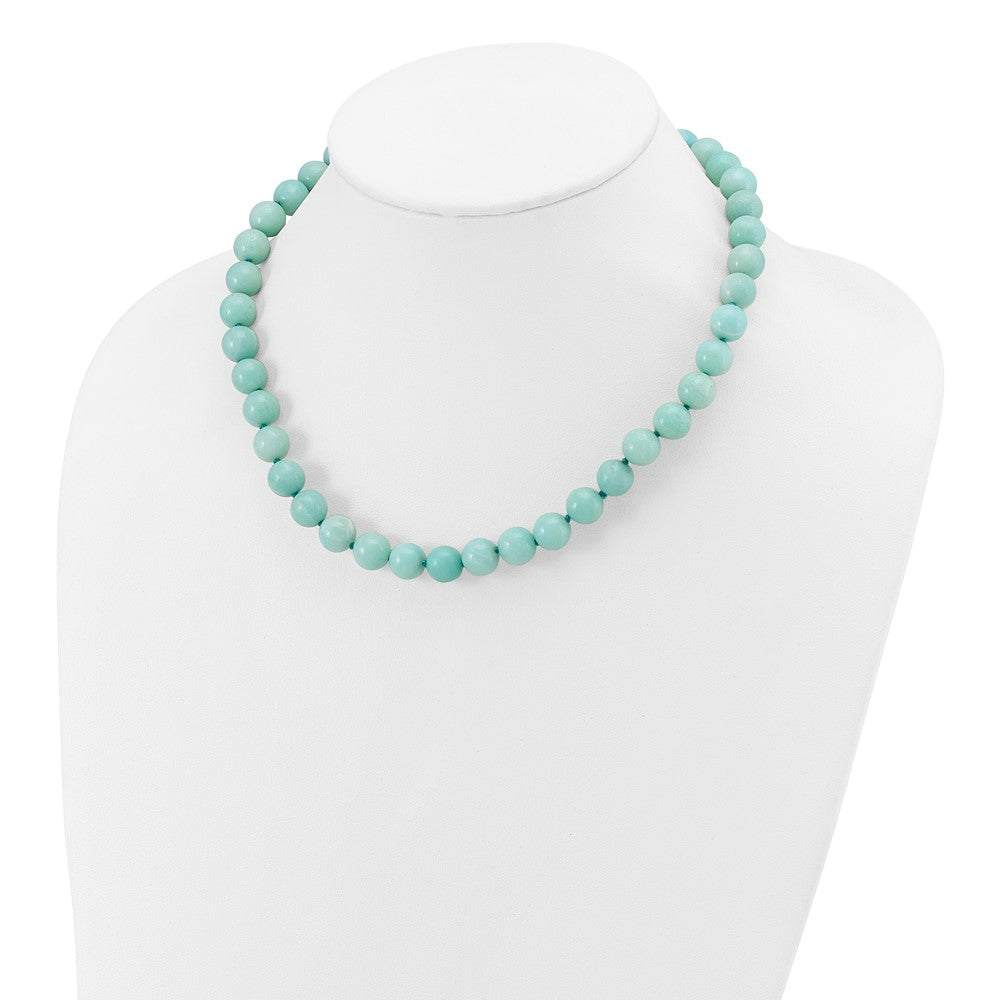 Sterlingsilber 10-10.5mm Smooth Gekugelt Amazonite Halskette mit Sterlingsilber S.rh Verschluss