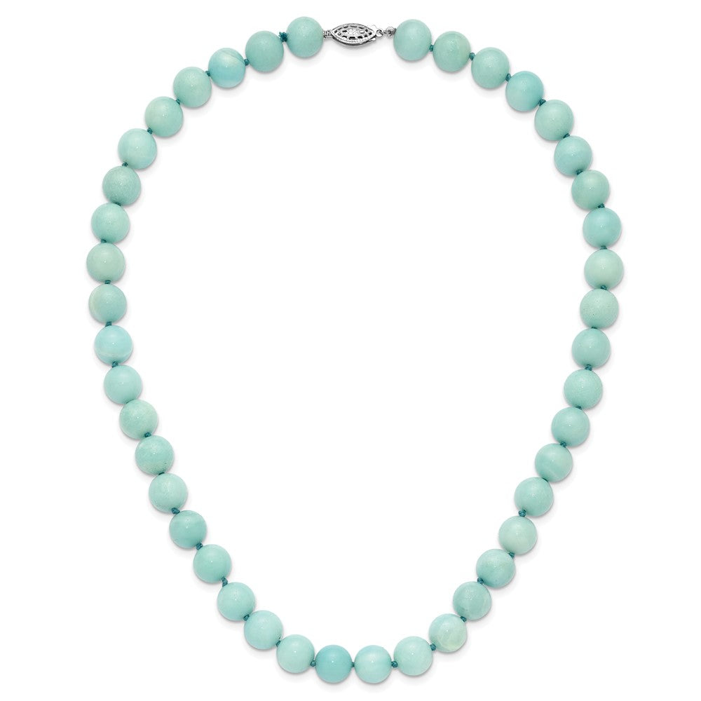 Sterlingsilber 10-10.5mm Smooth Gekugelt Amazonite Halskette mit Sterlingsilber S.rh Verschluss