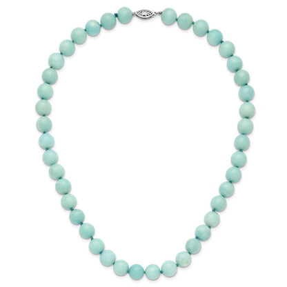 Sterlingsilber 10-10.5mm Smooth Gekugelt Amazonite Halskette mit Sterlingsilber S.rh Verschluss