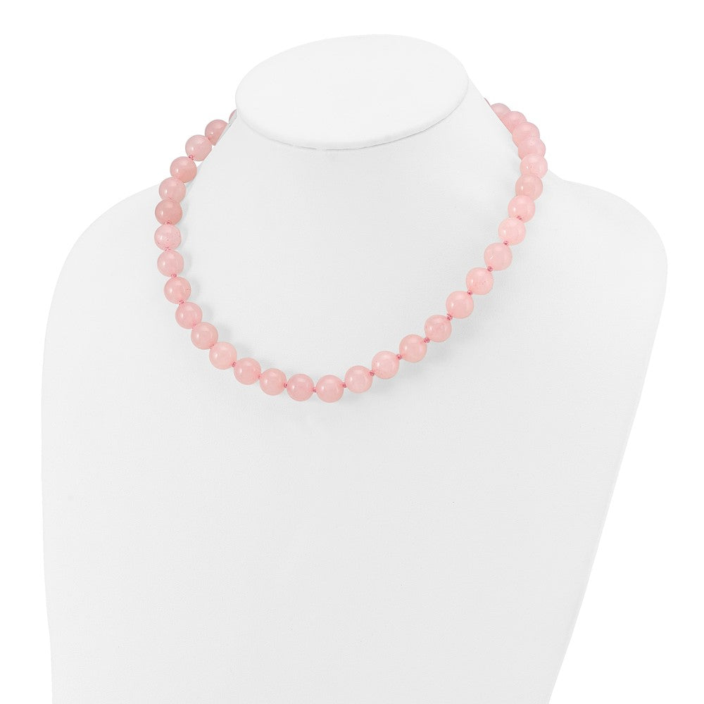 Sterlingsilber 10-10.5mm Smooth Gekugelt Rose Quarz Halskette mit Sterlingsilber S.rh Verschluss