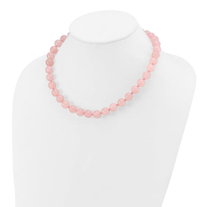 Sterlingsilber 10-10.5mm Smooth Gekugelt Rose Quarz Halskette mit Sterlingsilber S.rh Verschluss