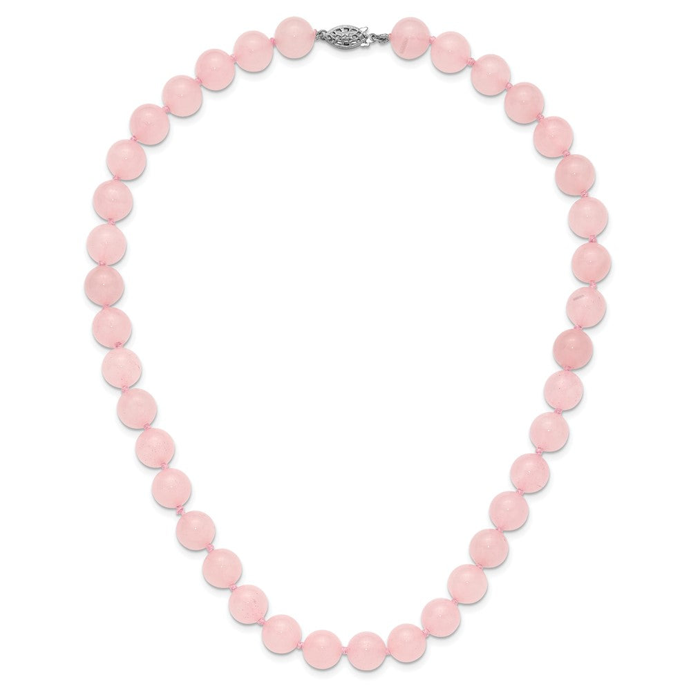 Sterlingsilber 10-10.5mm Smooth Gekugelt Rose Quarz Halskette mit Sterlingsilber S.rh Verschluss