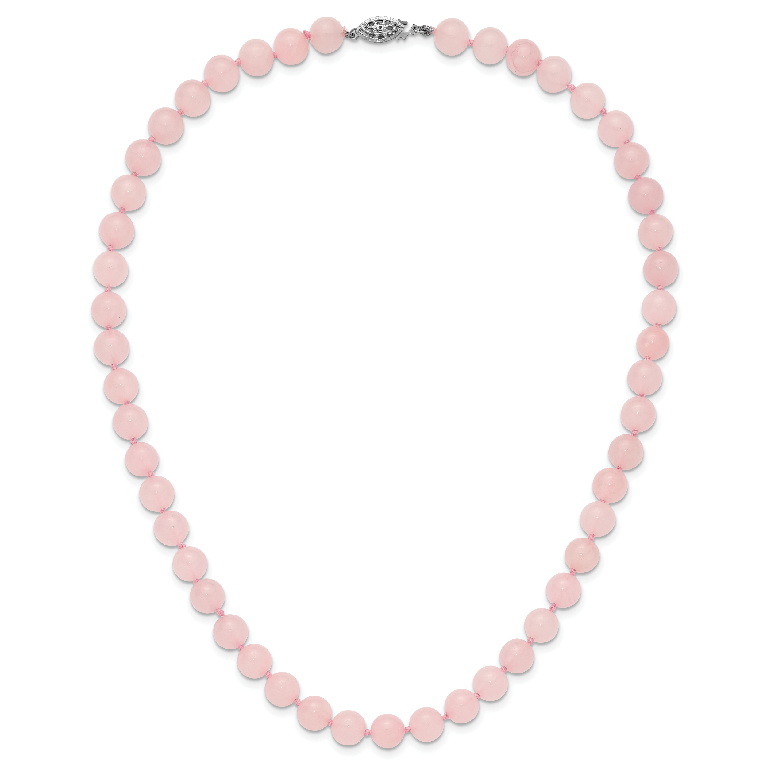 Sterlingsilber 8-8.5mm Smooth Gekugelt Rose Quarz Halskette mit Sterlingsilber S.rh Verschluss