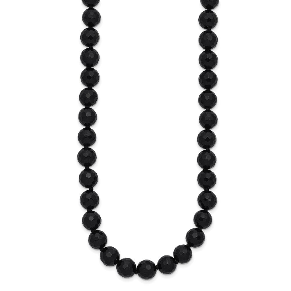 Sterlingsilber Rhodiniert 8-8.5mm Facettiert Schwarz Achat Halskette
