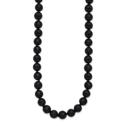 Sterlingsilber Rhodiniert 8-8.5mm Facettiert Schwarz Achat Halskette