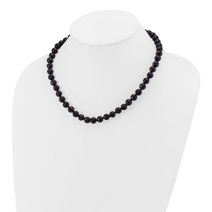 Sterlingsilber Rhodiniert 8-8.5mm Facettiert Schwarz Achat Halskette