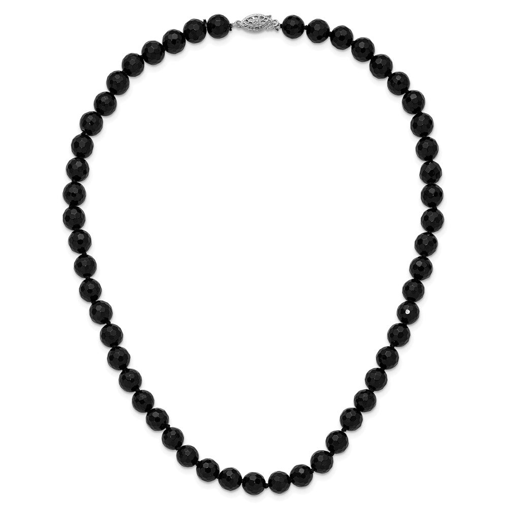 Sterlingsilber Rhodiniert 8-8.5mm Facettiert Schwarz Achat Halskette