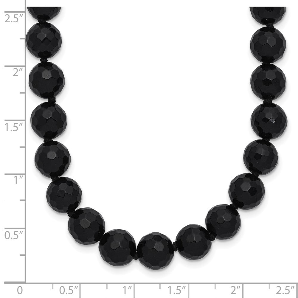 Sterlingsilber Rhodiniert 8-8.5mm Facettiert Schwarz Achat Halskette
