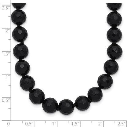 Sterlingsilber Rhodiniert 8-8.5mm Facettiert Schwarz Achat Halskette