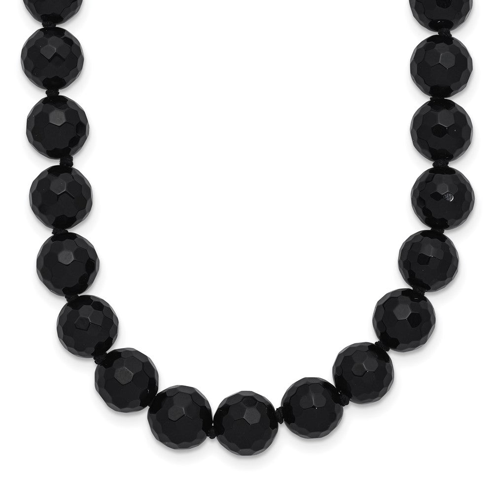 Sterlingsilber Rhodiniert 8-8.5mm Facettiert Schwarz Achat Halskette