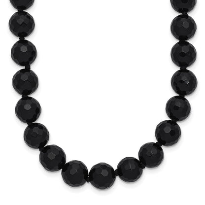Sterlingsilber Rhodiniert 8-8.5mm Facettiert Schwarz Achat Halskette