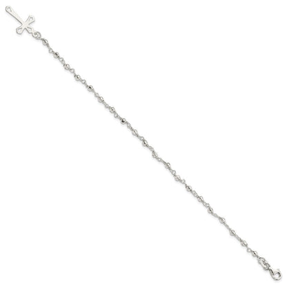Sterlingsilber Poliert Perle Rosenkranz 7.5 Zoll Armband
