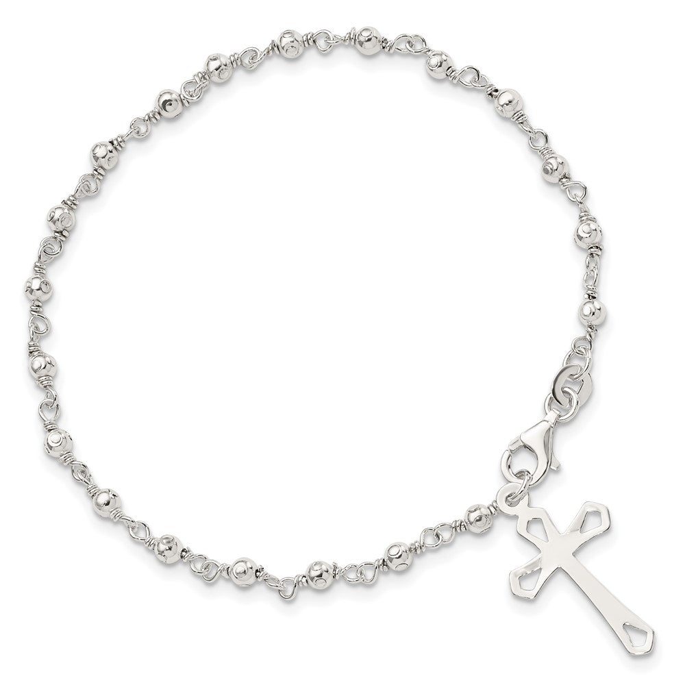 Sterlingsilber Poliert Perle Rosenkranz 7.5 Zoll Armband