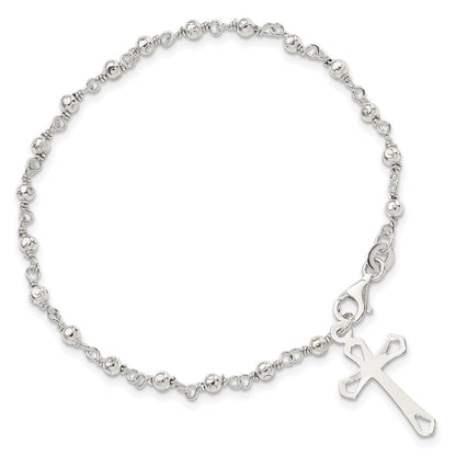 Sterlingsilber Poliert Perle Rosenkranz 7.5 Zoll Armband