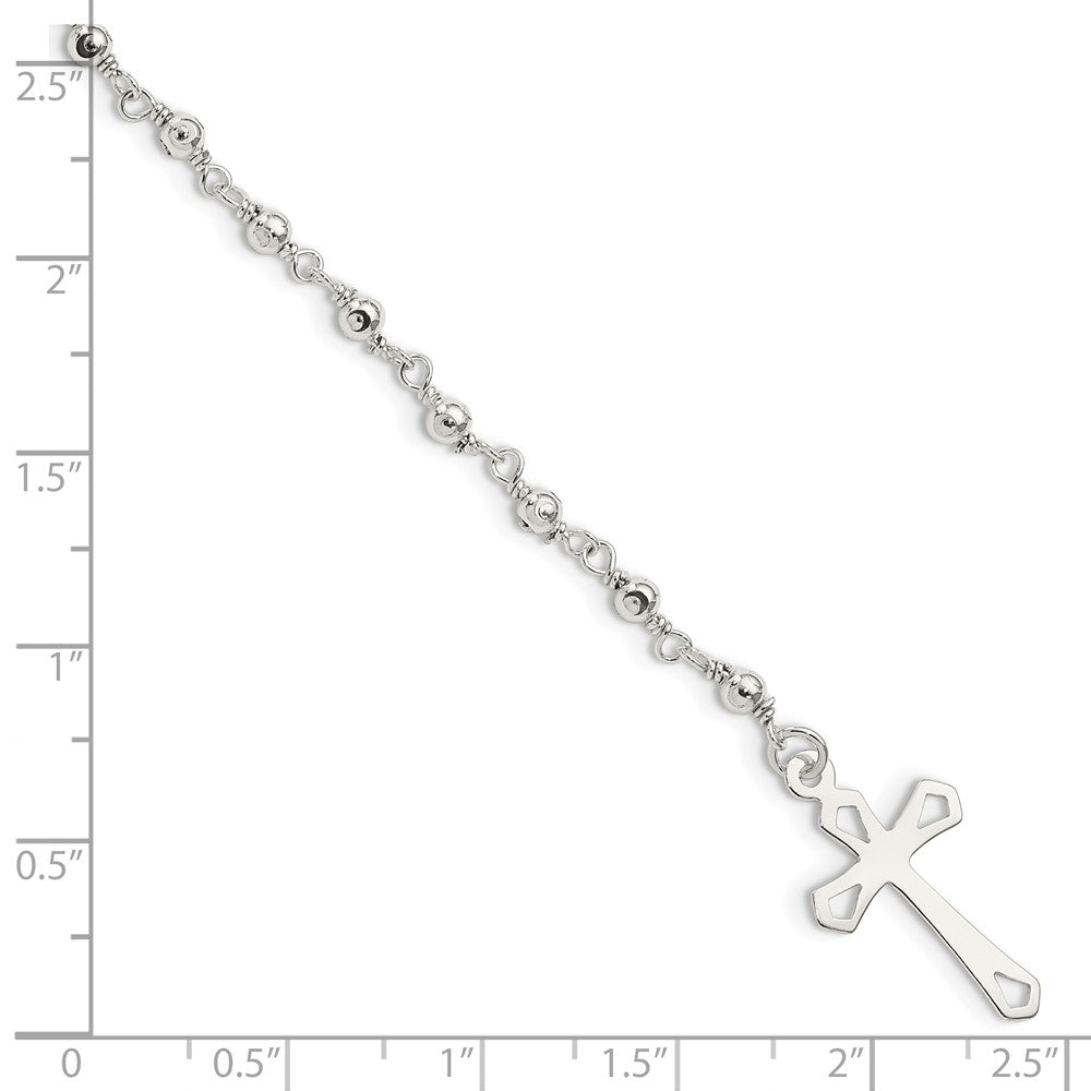 Sterlingsilber Poliert Perle Rosenkranz 7.5 Zoll Armband
