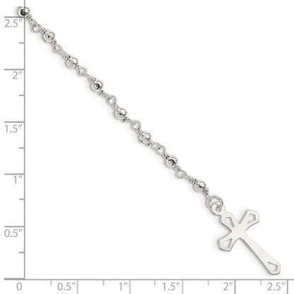 Sterlingsilber Poliert Perle Rosenkranz 7.5 Zoll Armband