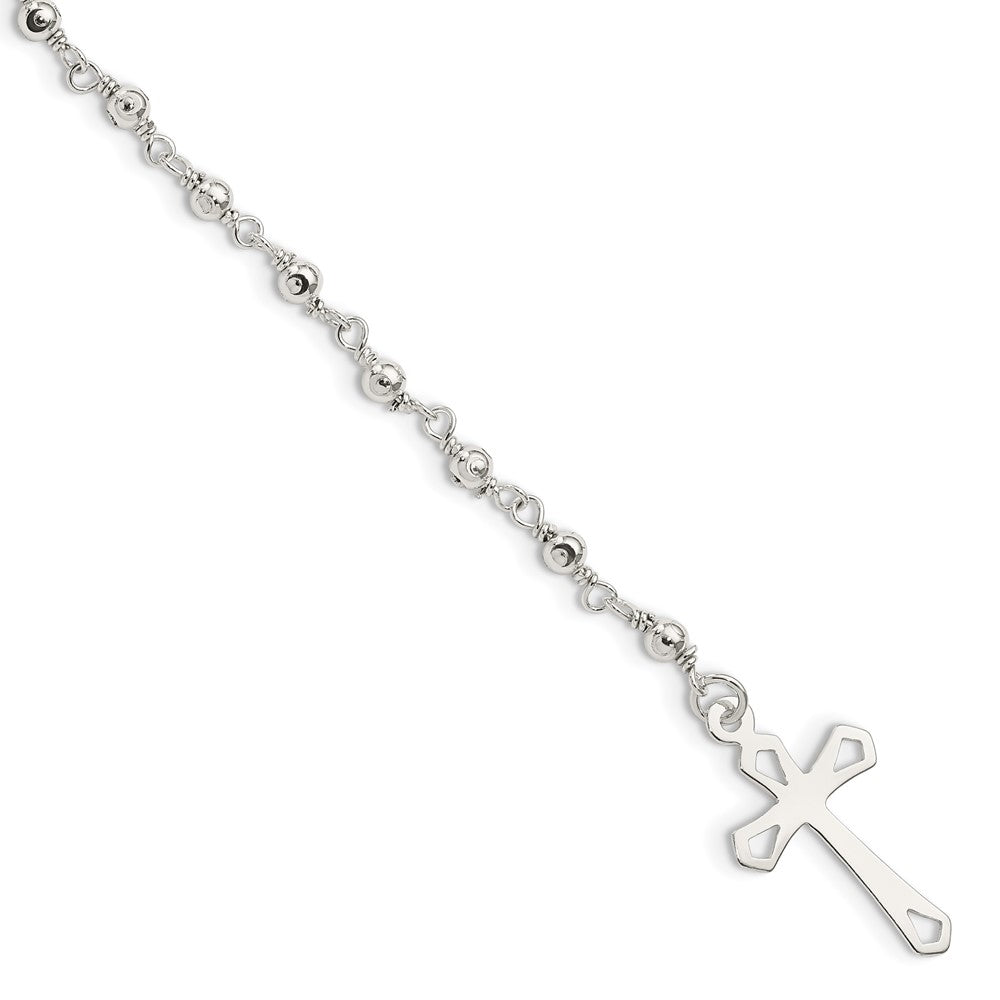 Sterlingsilber Poliert Perle Rosenkranz 7.5 Zoll Armband