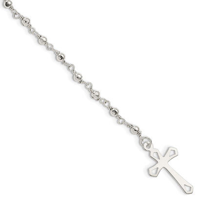 Sterlingsilber Poliert Perle Rosenkranz 7.5 Zoll Armband