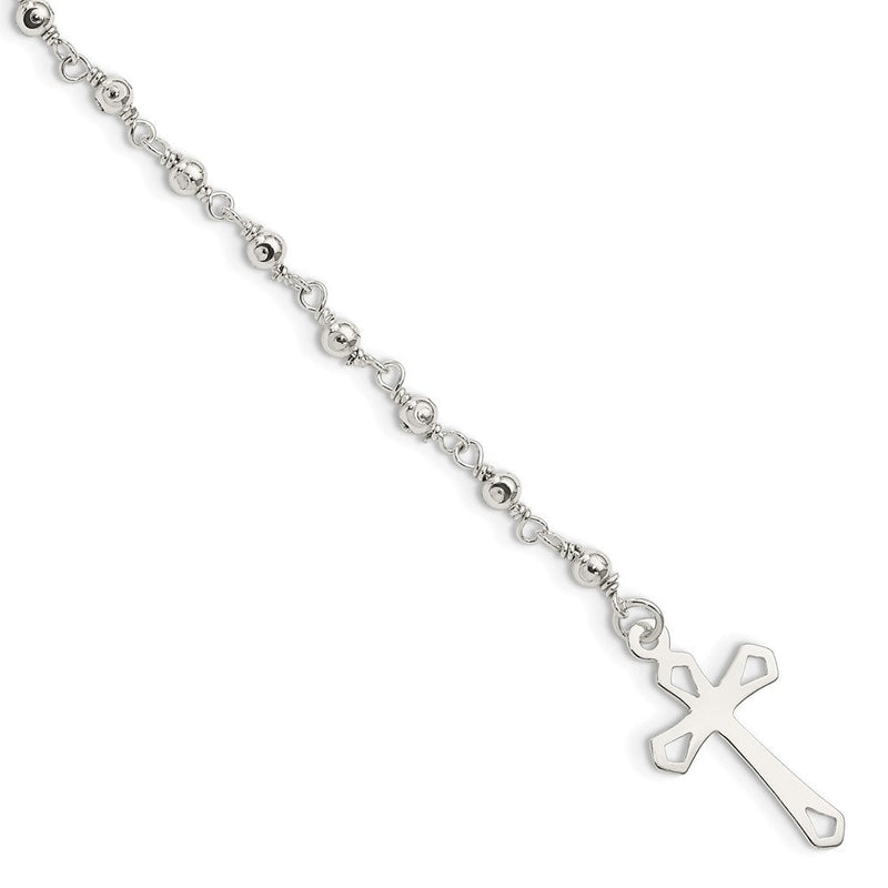Sterlingsilber Poliert Perle Rosenkranz 7.5 Zoll Armband