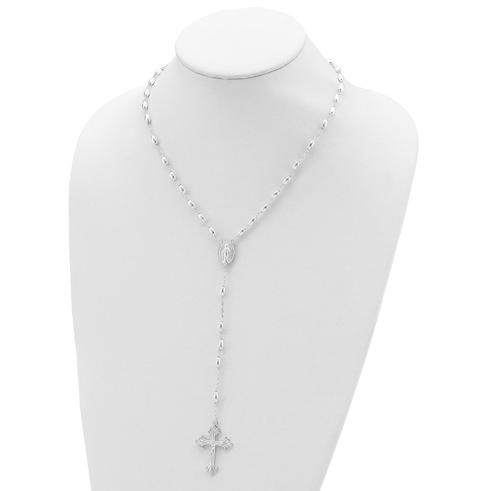 Sterlingsilber Poliert Perle Rosenkranz 18 Zoll Halskette