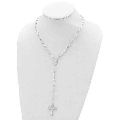 Sterlingsilber Poliert Perle Rosenkranz 18 Zoll Halskette