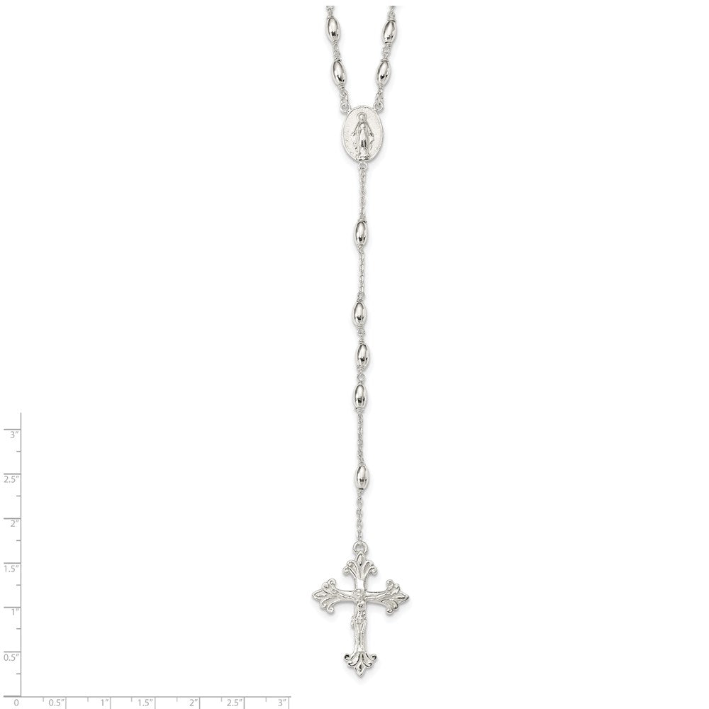 Sterlingsilber Poliert Perle Rosenkranz 18 Zoll Halskette