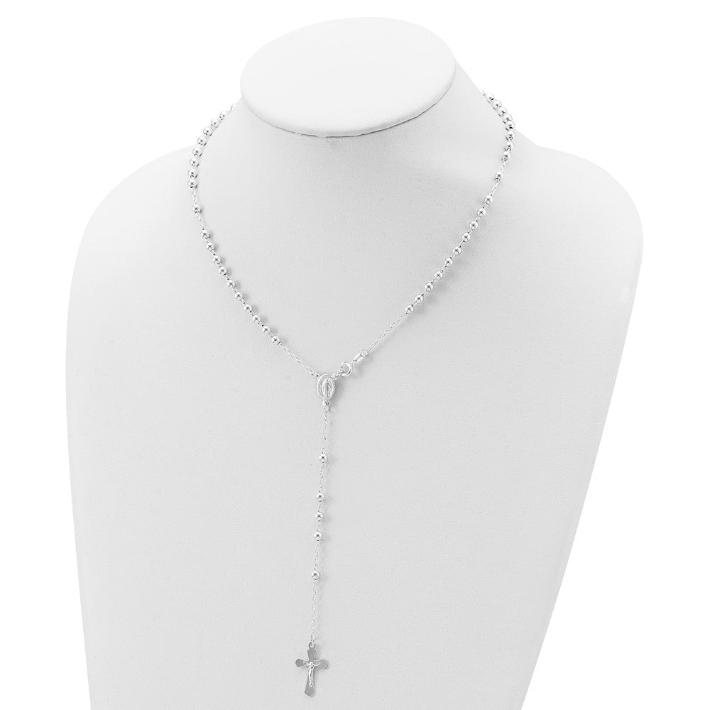 Sterlingsilber Poliert Perle 18 Zoll Rosenkranz Halskette