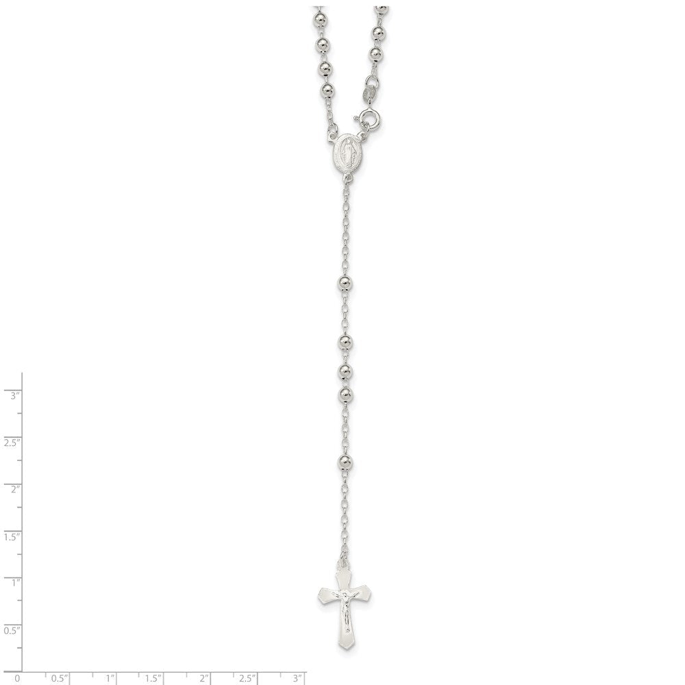 Sterlingsilber Poliert Perle 18 Zoll Rosenkranz Halskette