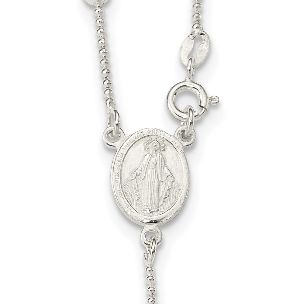 Sterlingsilber Poliert Perle Rosenkranz 21 Zoll Halskette