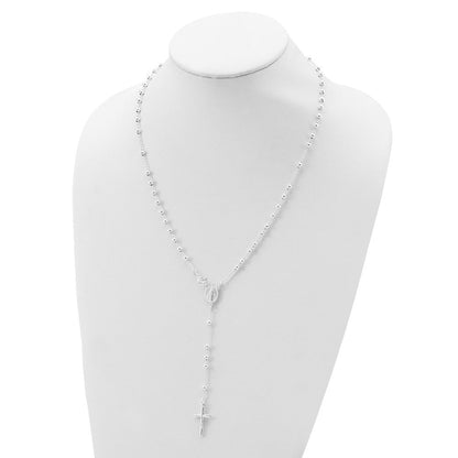 Sterlingsilber Poliert Perle Rosenkranz 21 Zoll Halskette