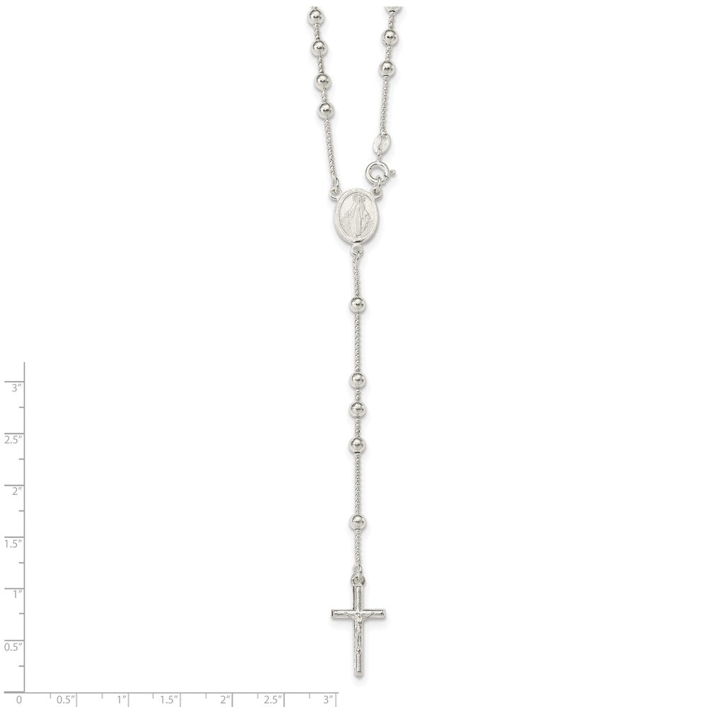 Sterlingsilber Poliert Perle Rosenkranz 21 Zoll Halskette