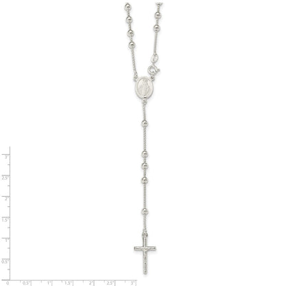 Sterlingsilber Poliert Perle Rosenkranz 21 Zoll Halskette