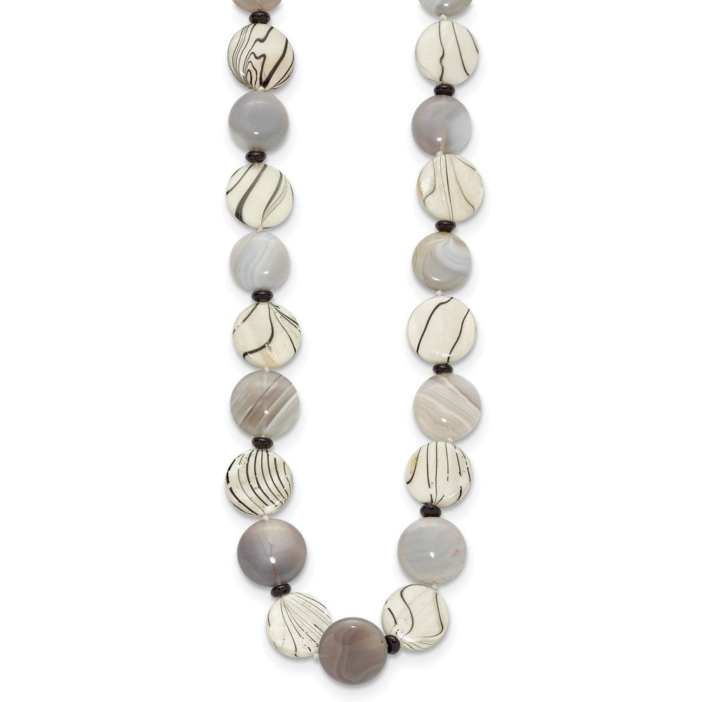 Sterlingsilber Schwarz und Grau Achat/mop/sardonyx Halskette