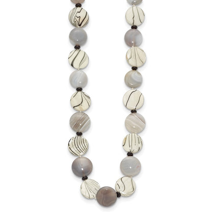 Sterlingsilber Schwarz und Grau Achat/mop/sardonyx Halskette