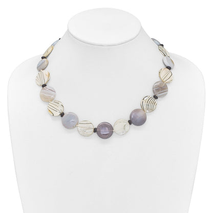 Sterlingsilber Schwarz und Grau Achat/mop/sardonyx Halskette