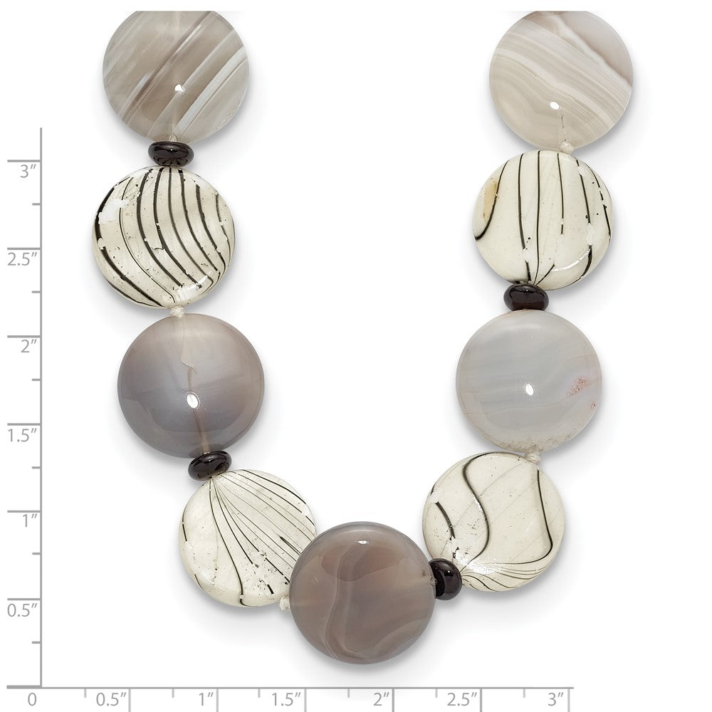 Sterlingsilber Schwarz und Grau Achat/mop/sardonyx Halskette