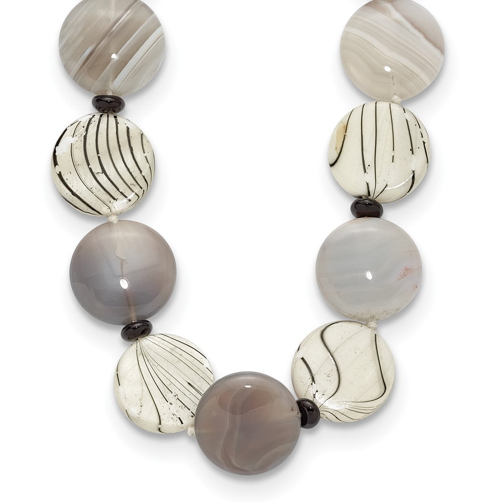 Sterlingsilber Schwarz und Grau Achat/mop/sardonyx Halskette