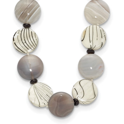 Sterlingsilber Schwarz und Grau Achat/mop/sardonyx Halskette