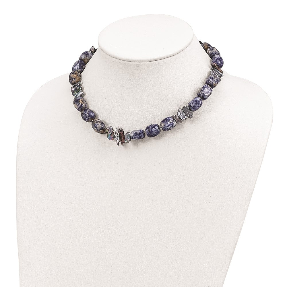 Sterlingsilber Sodalite/grey Fw Zuchtperle Halskette