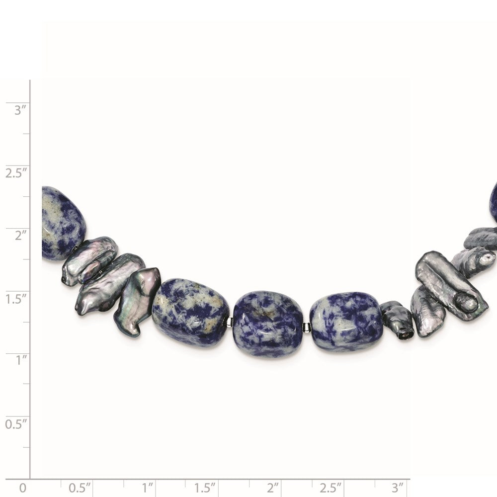 Sterlingsilber Sodalite/grey Fw Zuchtperle Halskette