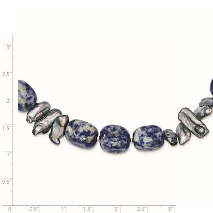 Sterlingsilber Sodalite/grey Fw Zuchtperle Halskette